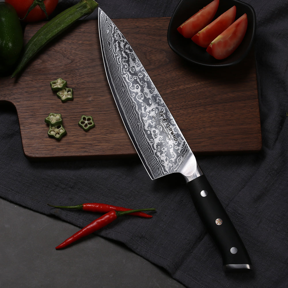 The Best Damascus Cook's Knife TURWHO/拓禾 8 Inches Chef Knife - Best  Damascus Chef's Knives