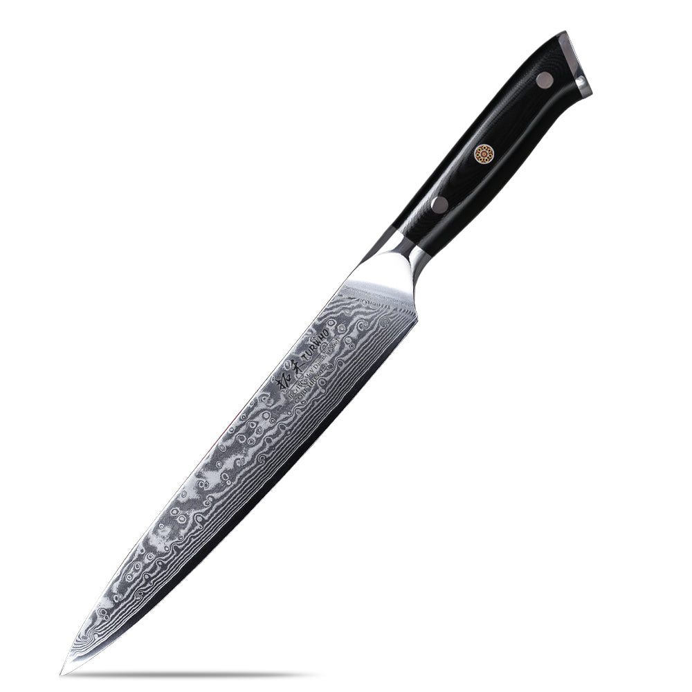 Central Exclusive Stainless Steel Carving Knife with Black Santoprene Handle - 10L Blade