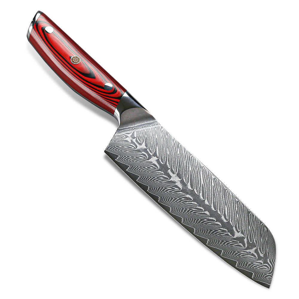 3-Piece Red Stainless Steel Santoku Knife Set