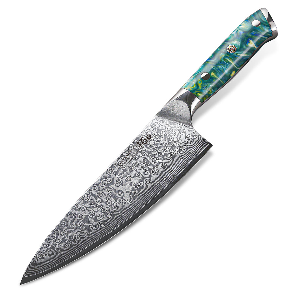 The Best Japanese VG-10 Steel Chef Knife with Resin Handle in the USA -  Best Damascus Chef's Knives
