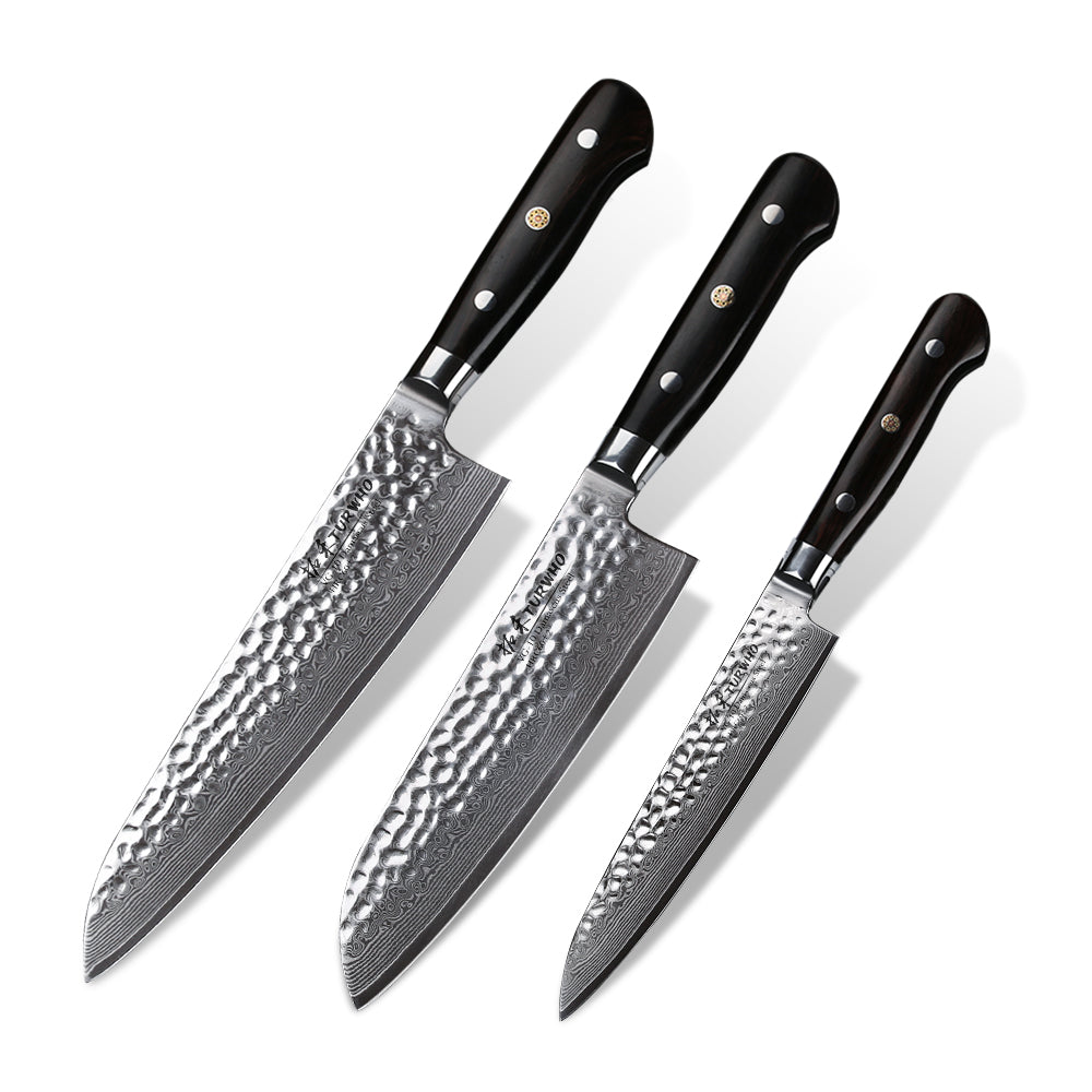 XINZUO 3PCS Kitchen Knives Set North American Desert Ironwood Handle Japan  49 Layers SRS13/R2/SG2 Damascus Steel High End Knife