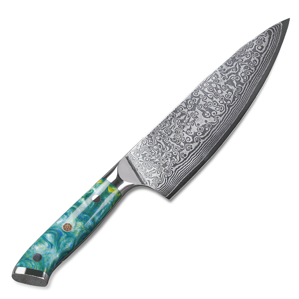  Large chef knife VG10 damascus chef knives turquoise knife  gemstone composite handles, kitchen knives : Handmade Products