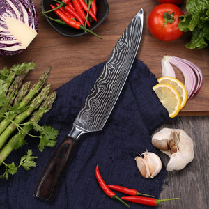 TURWHO Best Chef Knife Japan Damascus Steel Kitchen Knives Razor