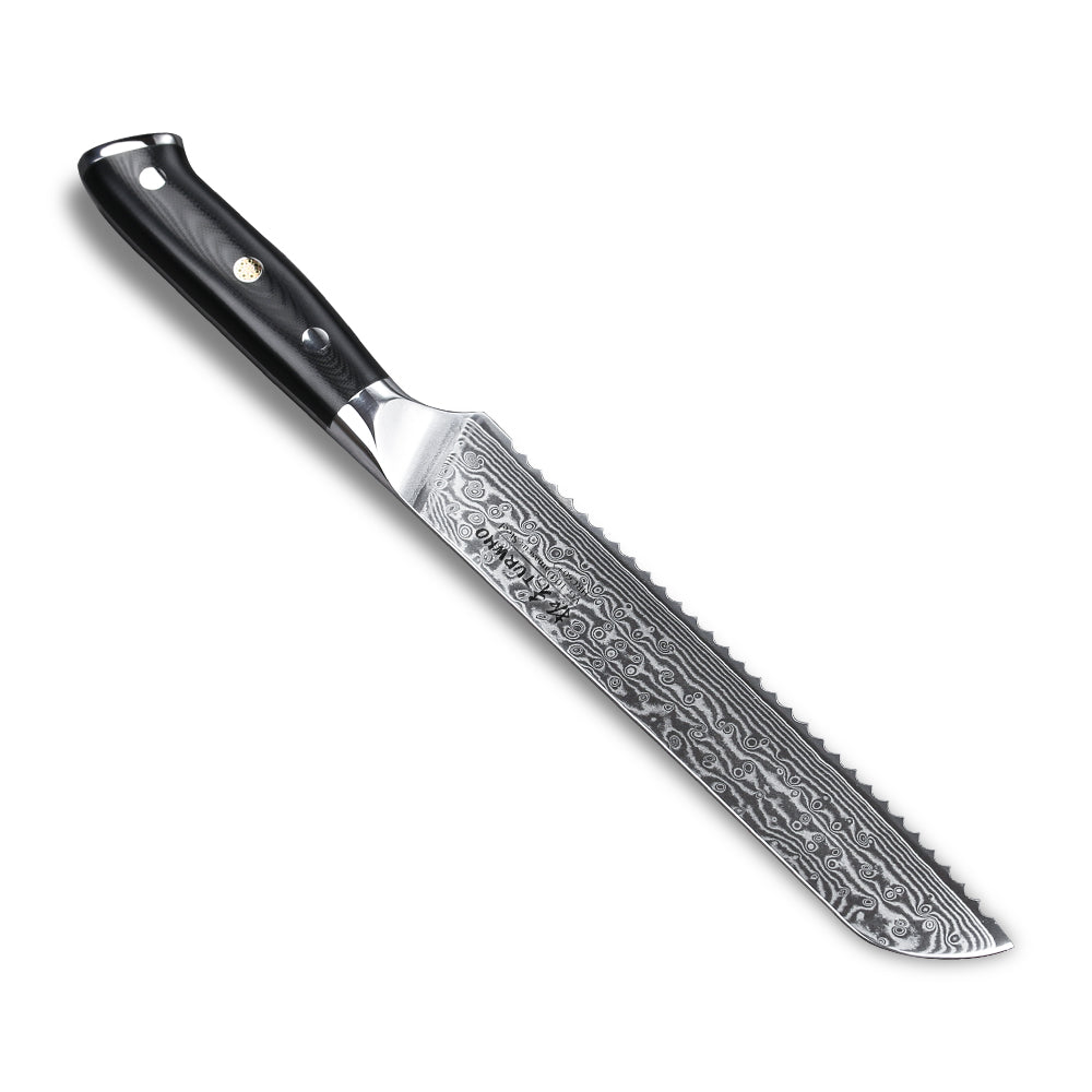 Motovecor Serrated Bread Knife 10 inch - Ultra Sharp Bread Slicing Knife Forged from German Stainless Steel 5Cr15Mov, HRC58, Full Tang Kitchen Bread