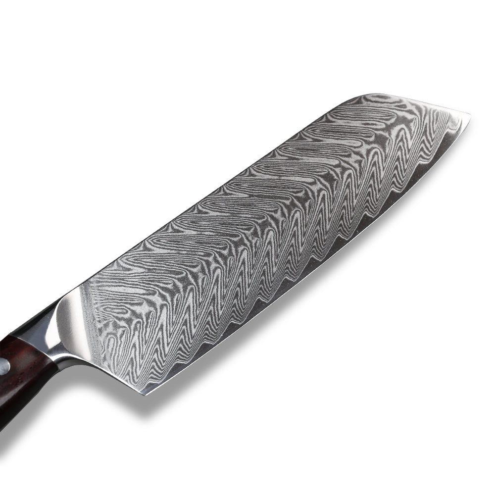 Thyme & Table Damascus Santoku Stainless Steel Knife, Silver