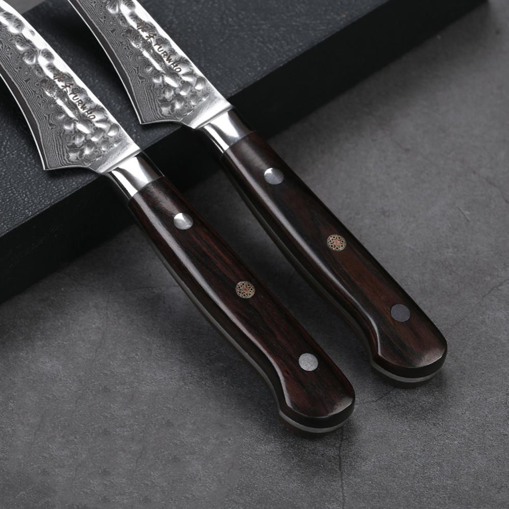 This bolster allows easy access to sharpen the entire blade down to the blade heel. Optimal knuckle clearance gives room for use without knuckle interference. Rounded handle and tapered pinch-grip bolster encourage natural handling with perfect balance.